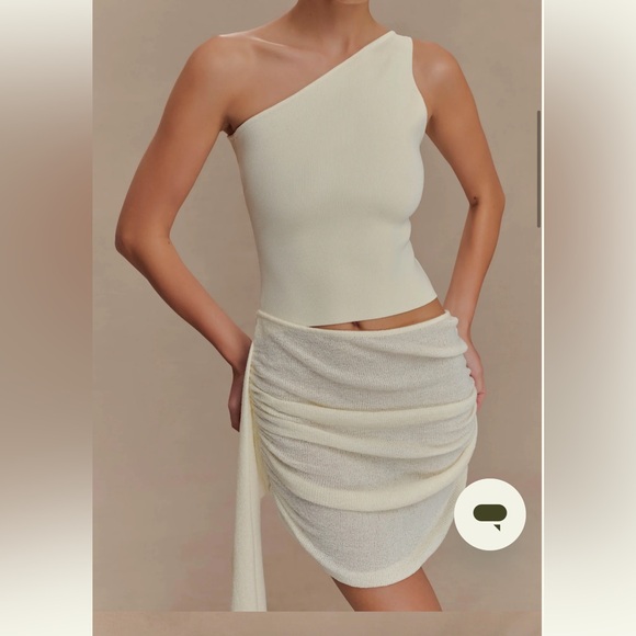 Cali Drape Skirt Knit Mini Dress - Ivory - Picture 3 of 7